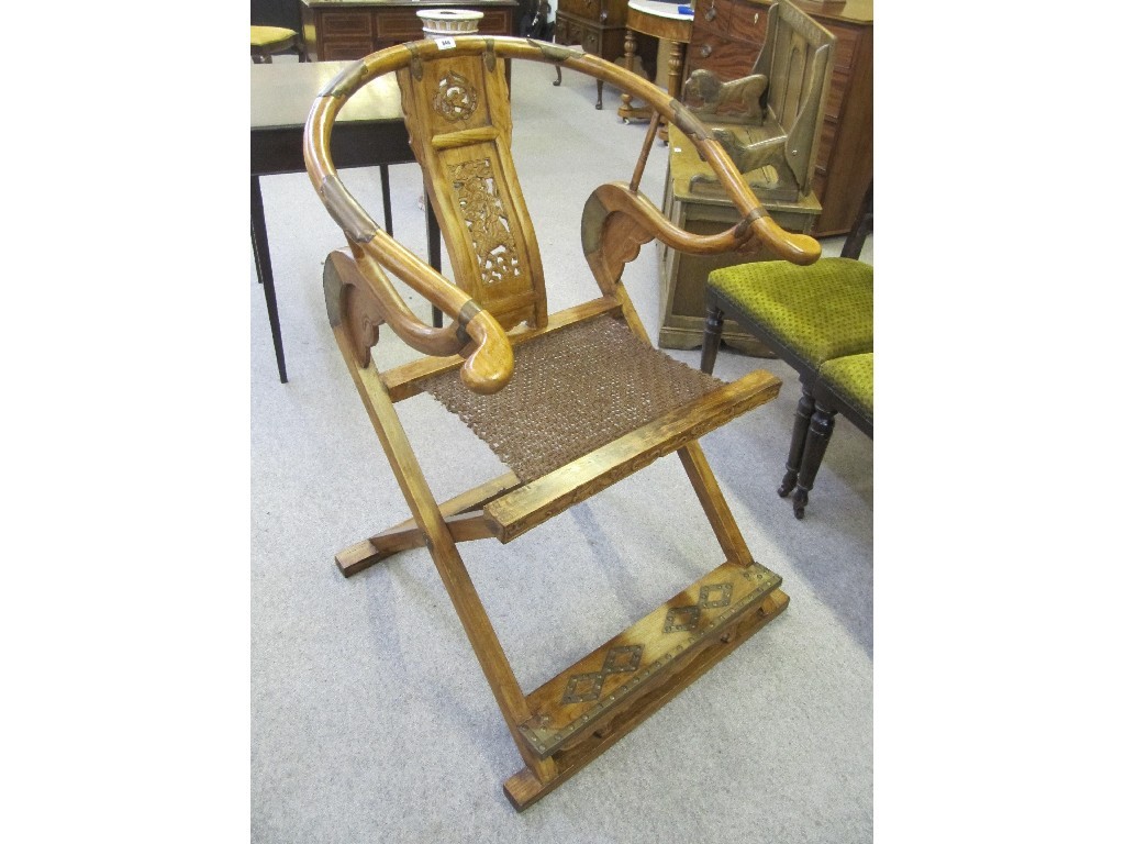 Appraisal: Chinese carved hardwood folding chair