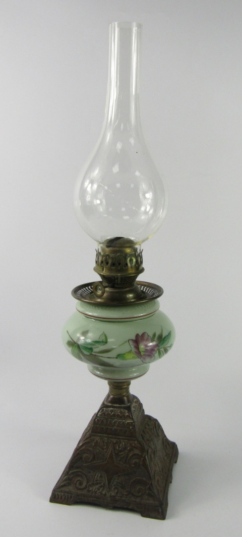 Appraisal: A Continental late thC cast iron oil lamp with a