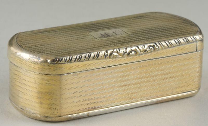 Appraisal: th c Georgian Sterling Silver Snuff Box of rounded rectangular