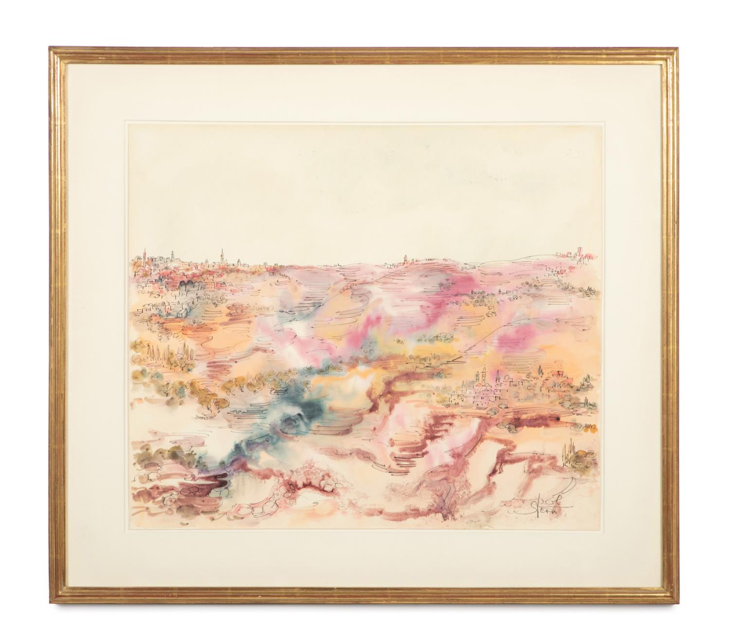 Appraisal: YOSSI STERN SIGNED WATERCOLOR LANDSCAPE Yossi Stern Israeli - watercolor