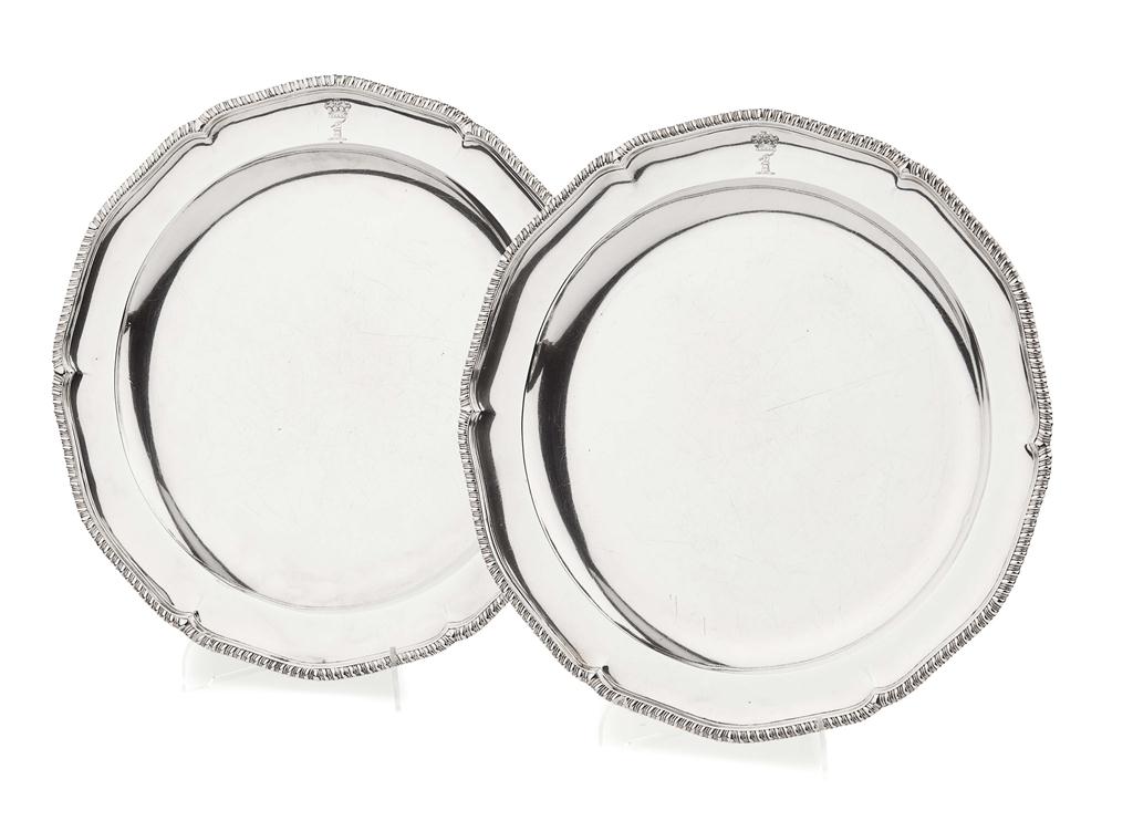 Appraisal: PAIR OF GEORGE III SILVER MEAT DISHES THOMAS HEMING LONDON