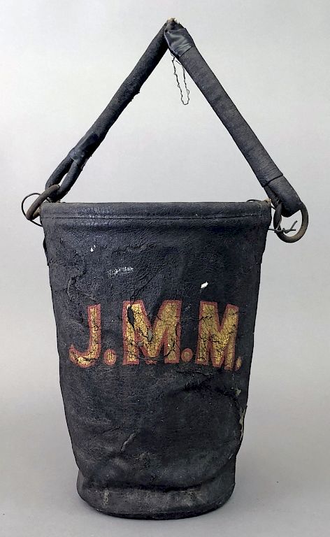 Appraisal: Canvas Fire Bucket Canvas fire bucket th c initialed in