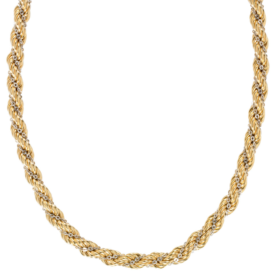 Appraisal: Italian k Yellow And White Gold Rope Chain length in