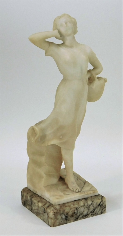 Appraisal: ITALIAN NEOCLASSICAL CONTADINELLA ALABASTER STATUE Italy th CenturyNaturalistic young woman