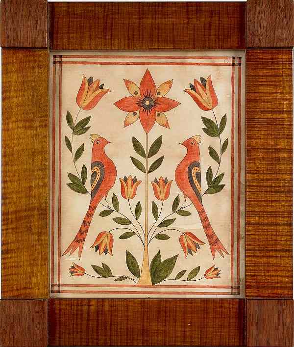 Appraisal: Pamela Godillot American th c two watercolor fraktur x and