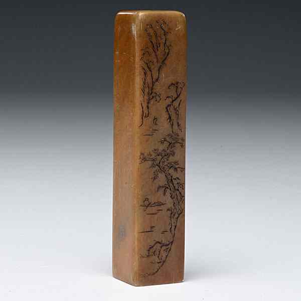 Appraisal: Soapstone Seal Chinese a carved and inked soapstone seal one