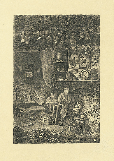 Appraisal: RODOLPHE BRESDIN Interieur Flamand Etching and roulette on imitation Japan