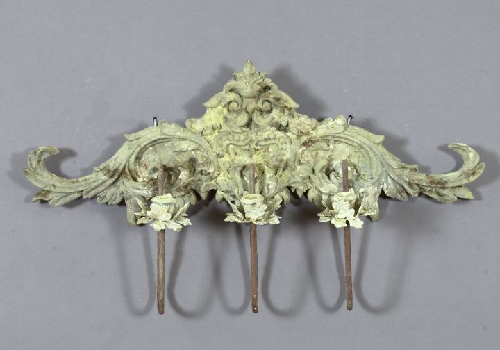 Appraisal: Italian Provincial Cast Plaster and Wrought-Iron Three-Light Applique in the