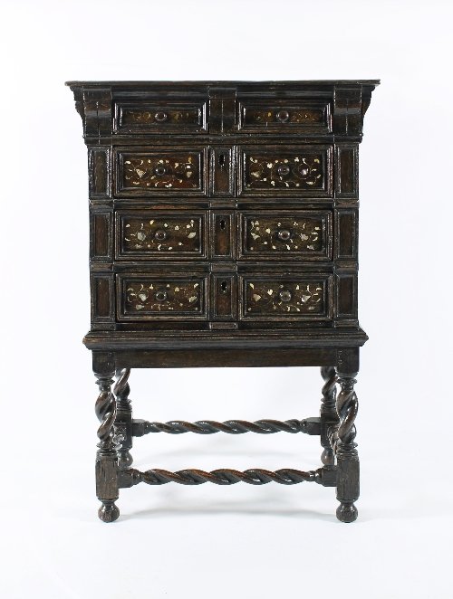 Appraisal: A fine and rare th Century oak chest on stand