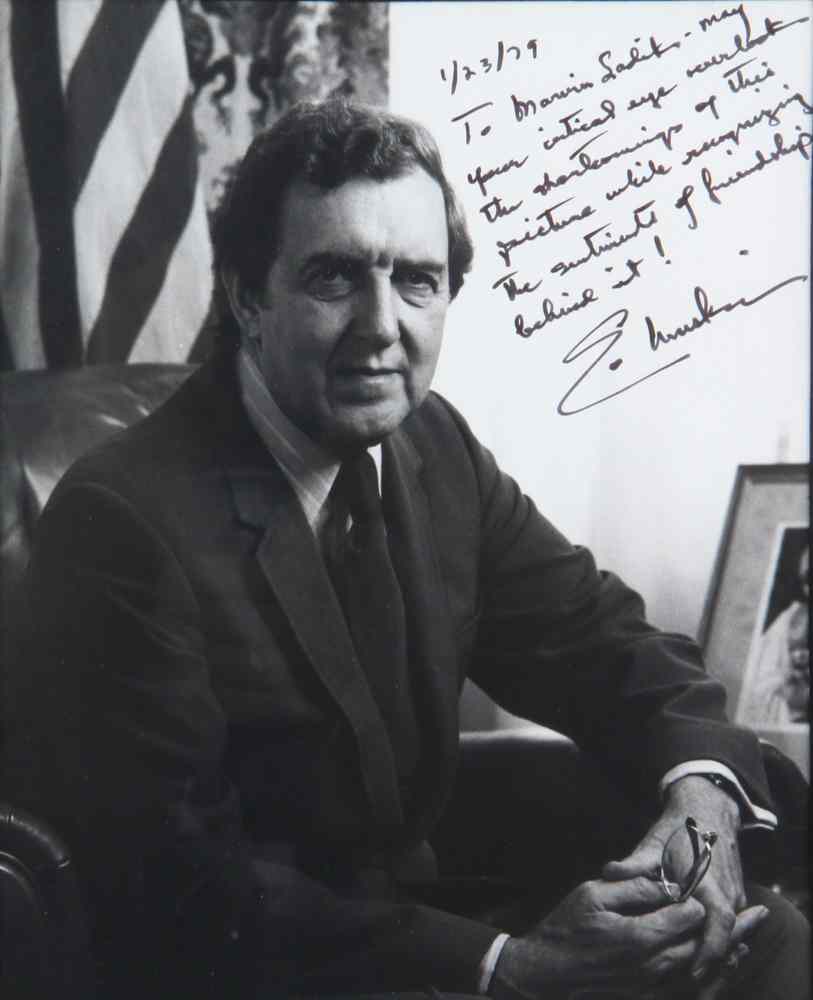 Appraisal: EDMUND MUSKIE SIGNED PHOTOGRAPH- Inscribed with a personal note signed