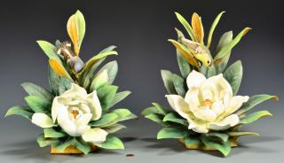 Appraisal: Pair Dorothy Doughty Magnolia Warblers Pair large Royal Worcester porcelain