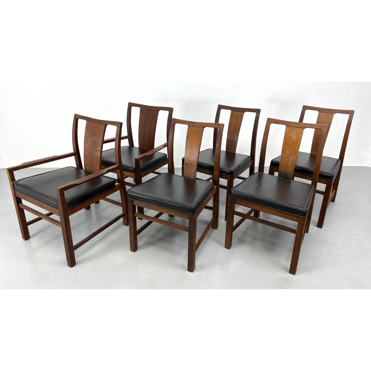 Appraisal: Set Asian inspired Central Slat Back Dining Chairs Two Arm