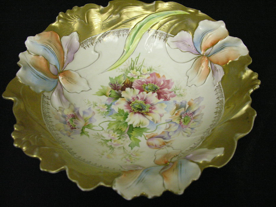 Appraisal: INCH R S PRUSSIA ORCHID BOWL Mold Unmarked base Condition