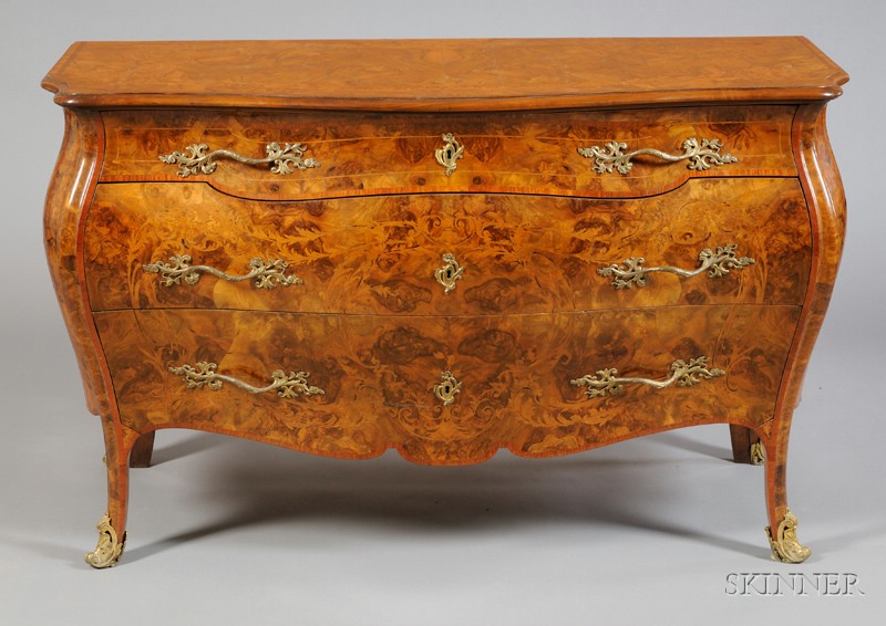 Appraisal: Victorian Rococo Revival Burl Walnut Chest of Drawers th century