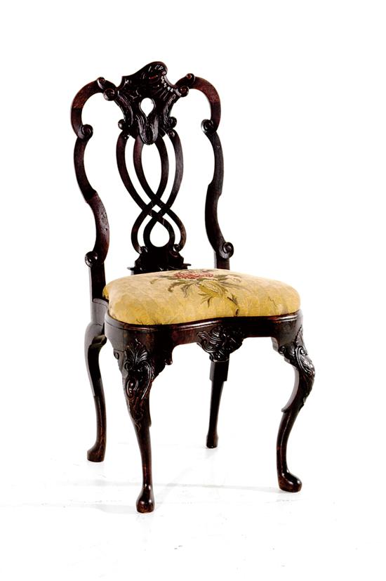 Appraisal: Italian carved walnut and tapestry side chair th th century