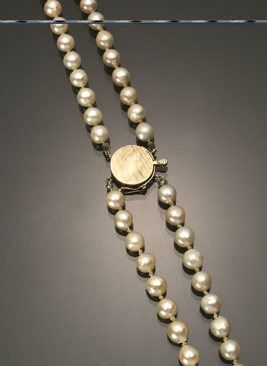 Appraisal: Opera Length Cultured Pearl Necklace Knotted The double strand having