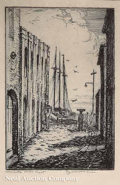 Appraisal: Elizabeth O'Neill Verner American Charleston - Charleston Waterfront etching on