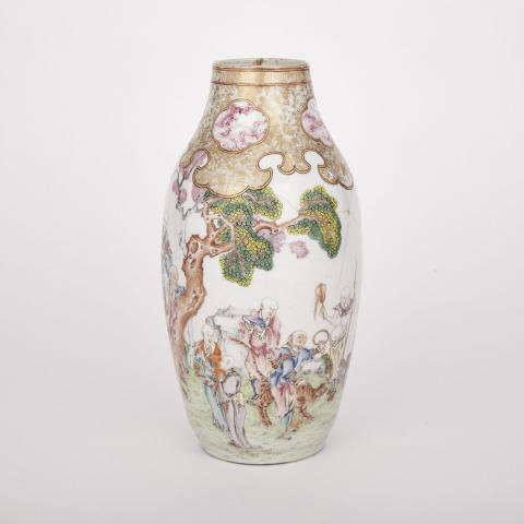 Appraisal: Famille Rose Baluster Vase Late th or Early th Century