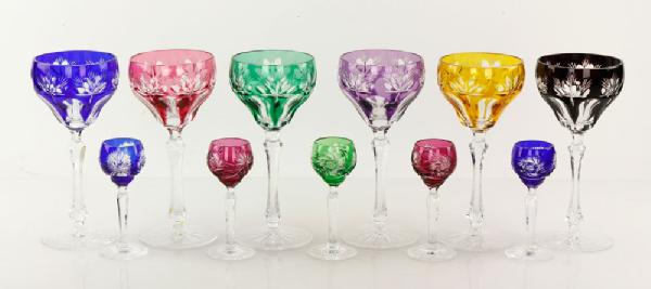 Appraisal: - Cut Overlay Crystal Stemware Cut overlay crystal stemware to