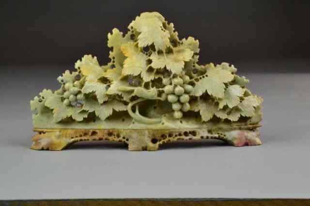 Appraisal: Chinese Carved Soapstone Grapevine GrapesIntricately carved soapstone sculptue depicting vinyard