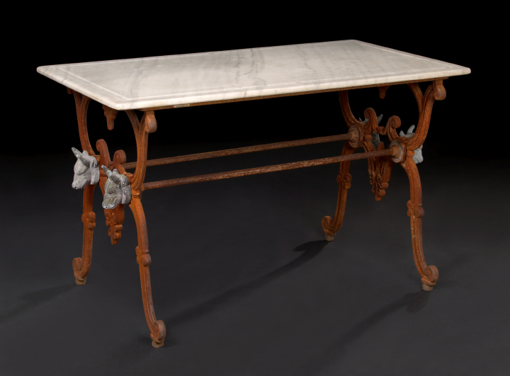 Appraisal: French Cast-Iron and Marble-Top Butcher's Table late th century the