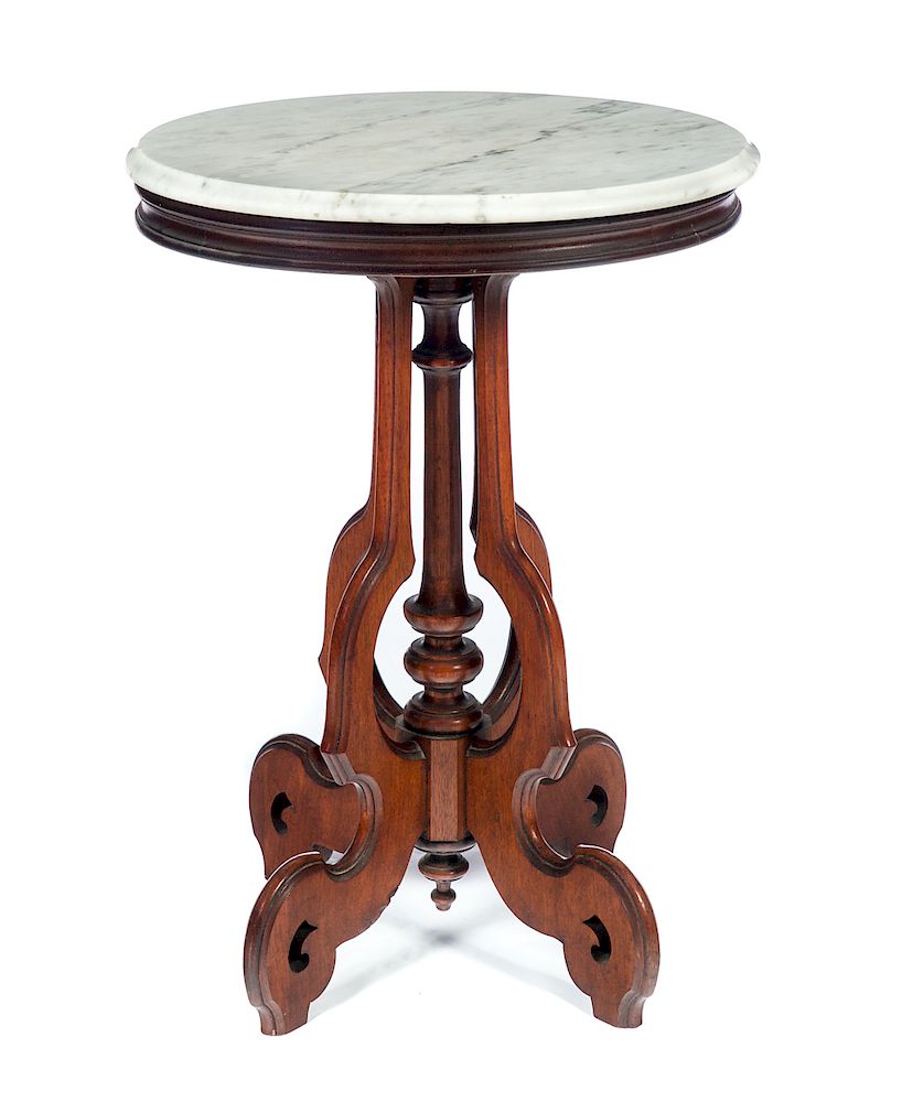 Appraisal: Walnut Victorian Marble Top Table Good condition with normal wear