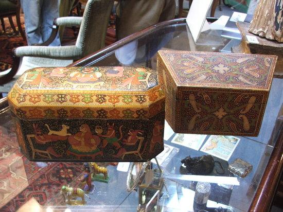 Appraisal: A KASHMIR LACQUERED BOX with polychrome figure decoration wide and