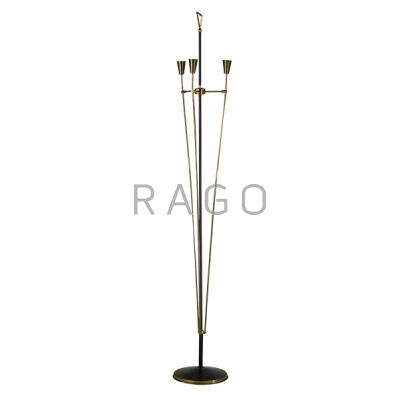 Appraisal: ARLUS Floor lamp France s Brass and enameled metal Unmarked