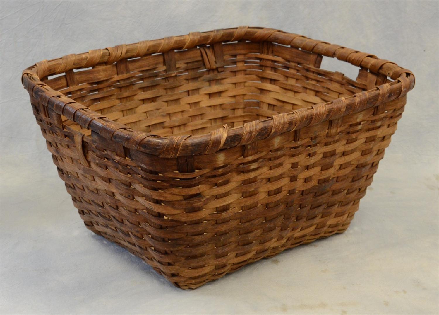 Appraisal: Oak splint gathering basket c - x - x h