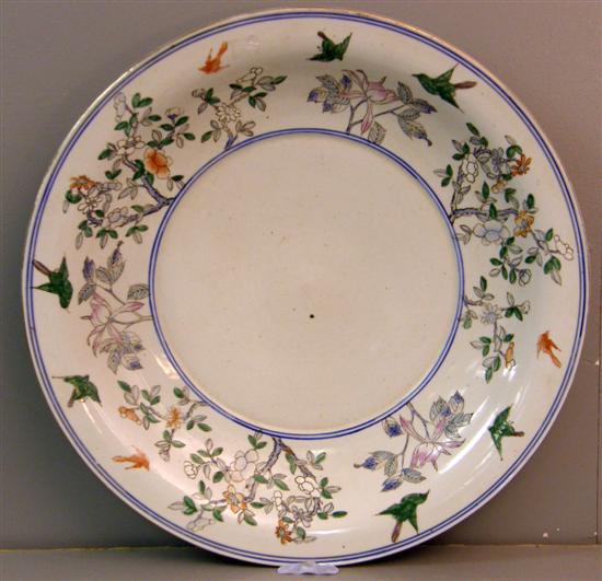 Appraisal: Japanese porcelain saucer dish with painted bird and floral decoration