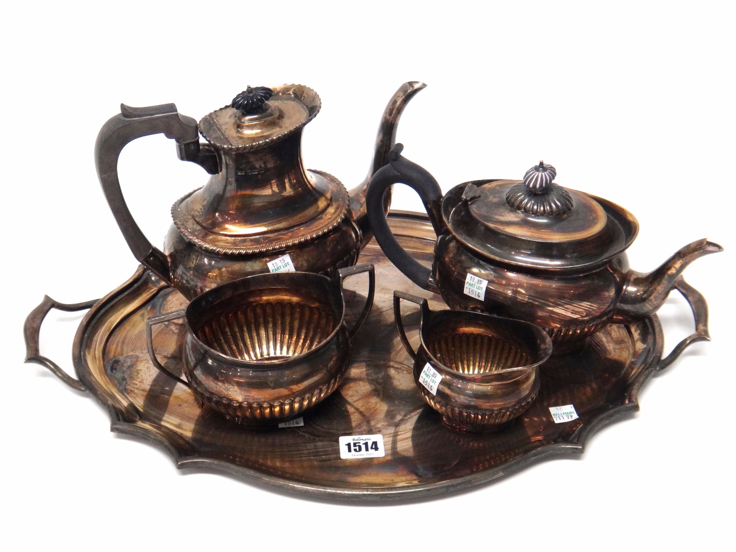 Appraisal: Silver tea wares comprising a Victorian three piece tea set