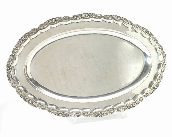 Appraisal: An Austrian standard silver platter th Century Of oval form