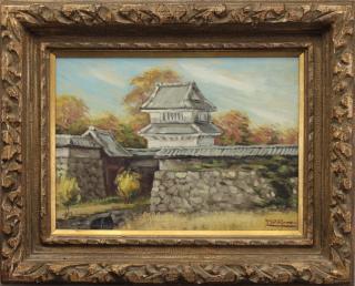 Appraisal: Japanese School Signed th C Pavillion Scene Japanese School Signed