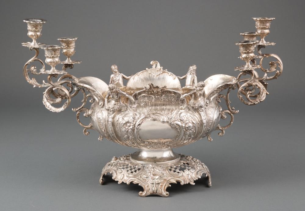 Appraisal: Continental Silver Centerbowl Candelabrum Germany late th early th c