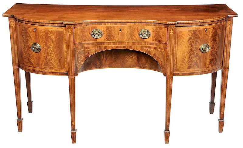 Appraisal: George III Inlaid Mahogany Sideboard British circa figured veneers three