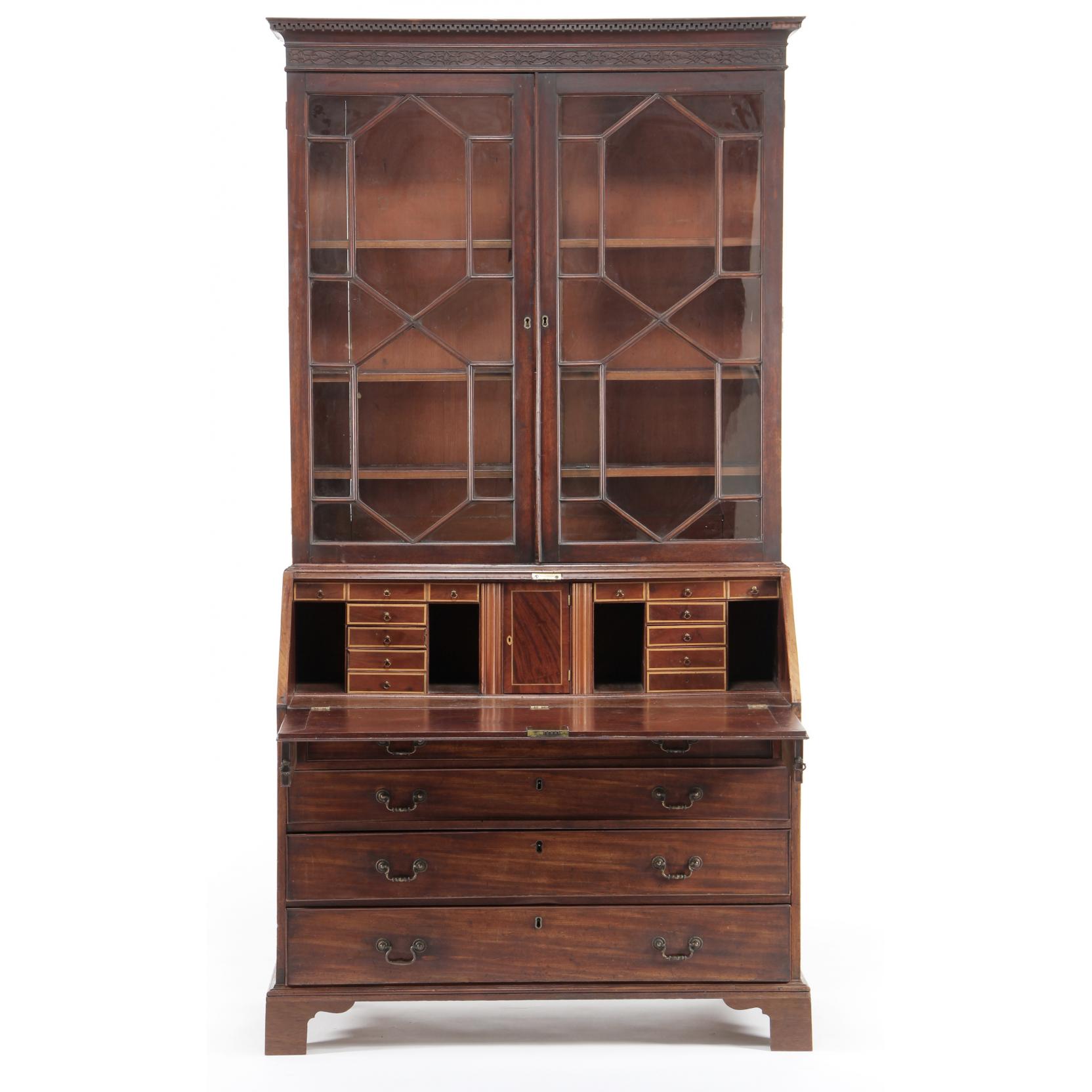 Appraisal: George III Secretary Bookcase late th century mahogany mahogany veneer