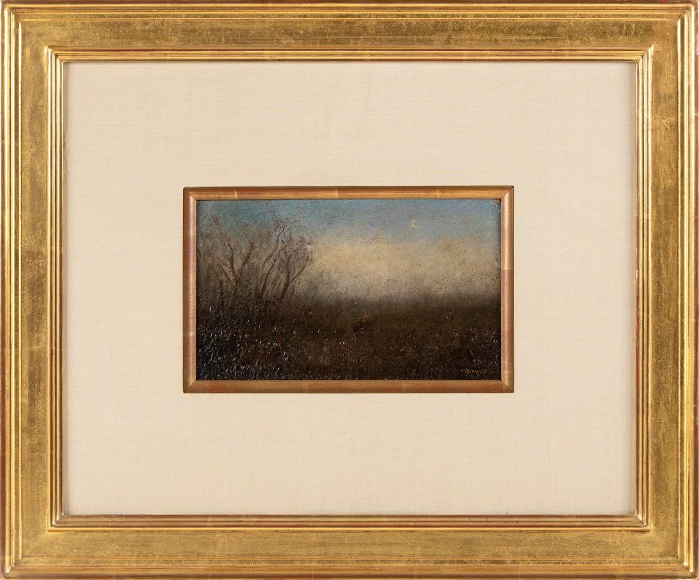 Appraisal: WILLIAM BAYLIES MASSACHUSETTS - IMPRESSIONIST-STYLE SUNSET LANDSCAPE OIL ON BOARD