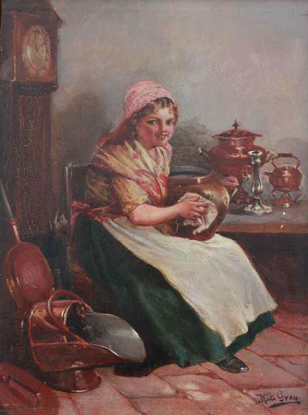 Appraisal: GRAY Kate American - ''Copper Polisher'' Oil Canvas '' x