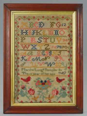 Appraisal: SAMPLER Wrought by Martha Long years of age very colorful