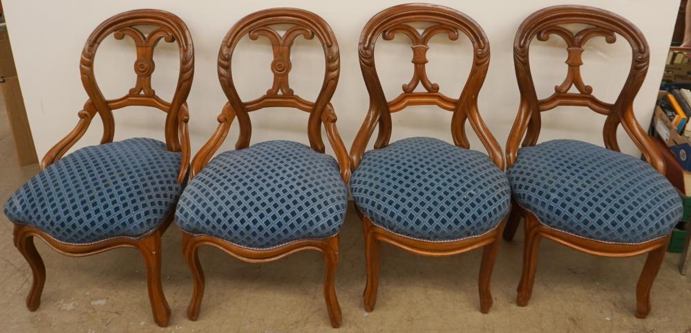 Appraisal: Set of Four Victorian Rococo Revival Walnut Balloon-Back Side Chairs