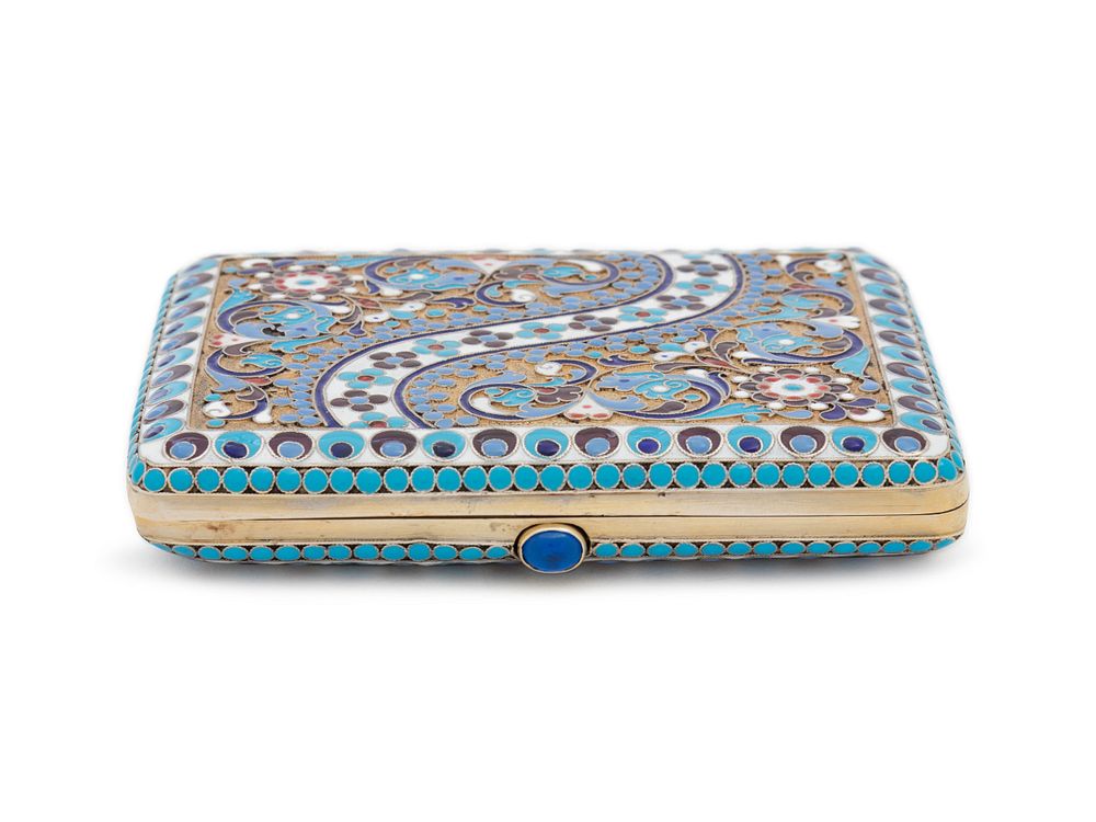 Appraisal: A Russian Silver-Gilt and Enameled Cigarette Case A Russian Silver-Gilt