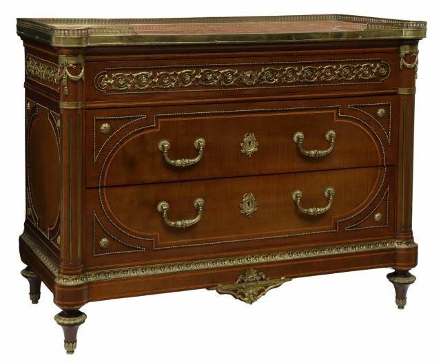 Appraisal: Louis XVI style ormolu-mounted mahogany commode Edwards and Roberts London