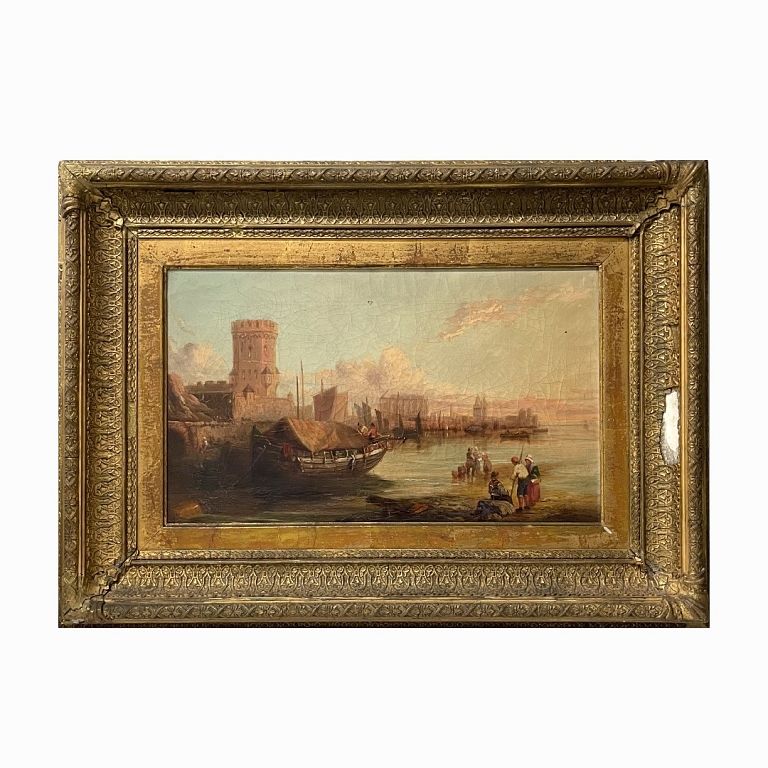 Appraisal: th Century Oil on Canvas Signed work depicting marine landscape