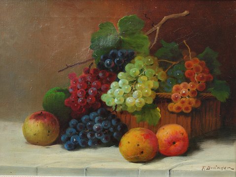 Appraisal: BOLINGER Franz American - ''Still life with fruit'' OIL Canvas