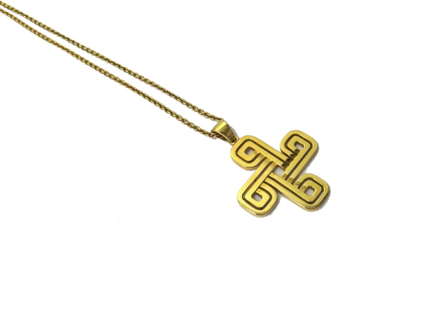 Appraisal: A Garrard ct yellow gold 'Greek Key' design pendant cross