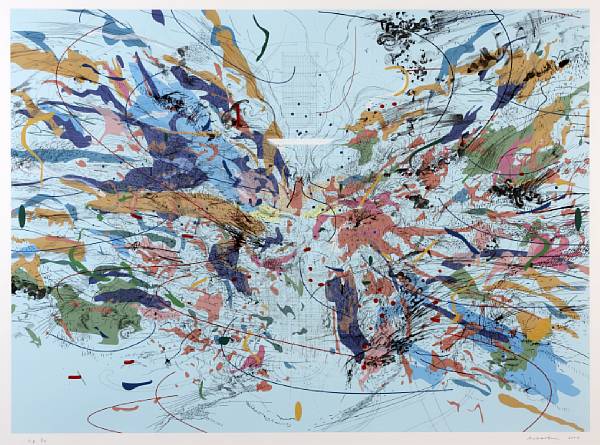 Appraisal: Julie Mehretu American born Entropia Construction Lithograph and screenprint in