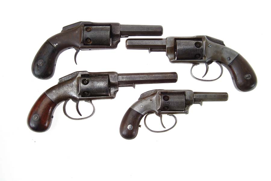 Appraisal: LOT OF FOUR ALLEN WHEELOCK BAR HAMMER POCKET REVOLVERS Cal