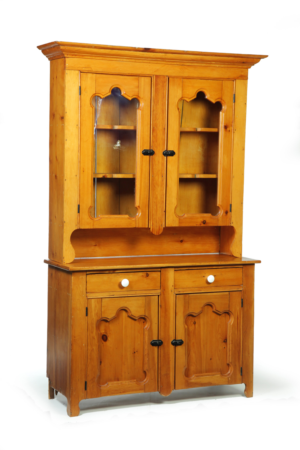 Appraisal: VICTORIAN TWO-PIECE STEPBACK CUPBOARD American rd quarter- th century pine