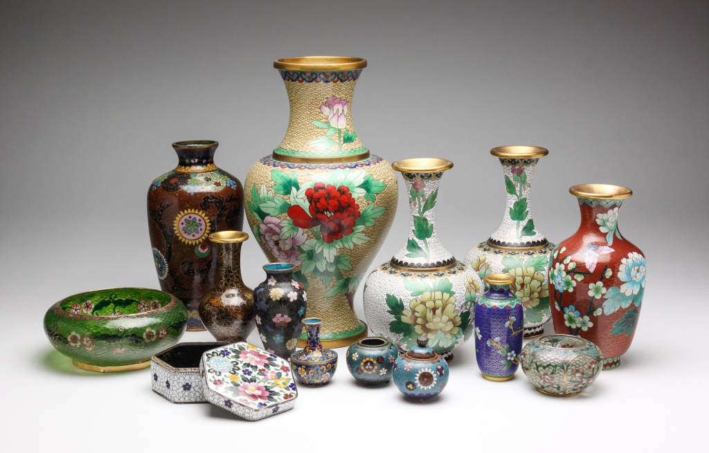 Appraisal: Twentieth century Mostly Chinese including cloisonne vases to h and