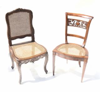 Appraisal: Two French Provincial Caned Chairs Lot of two French Provincial